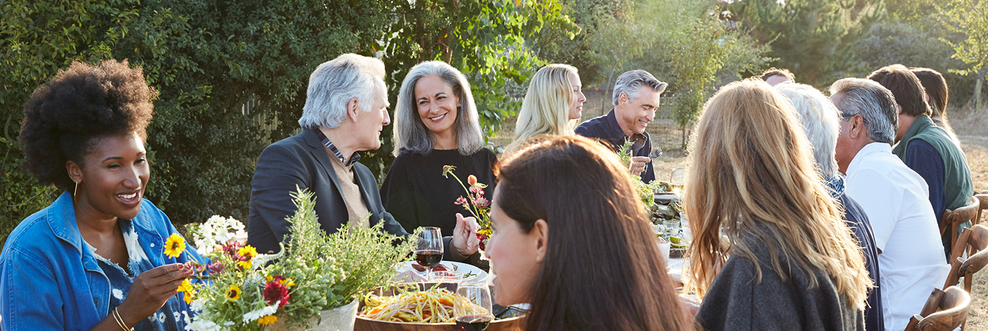 Group of friends around table